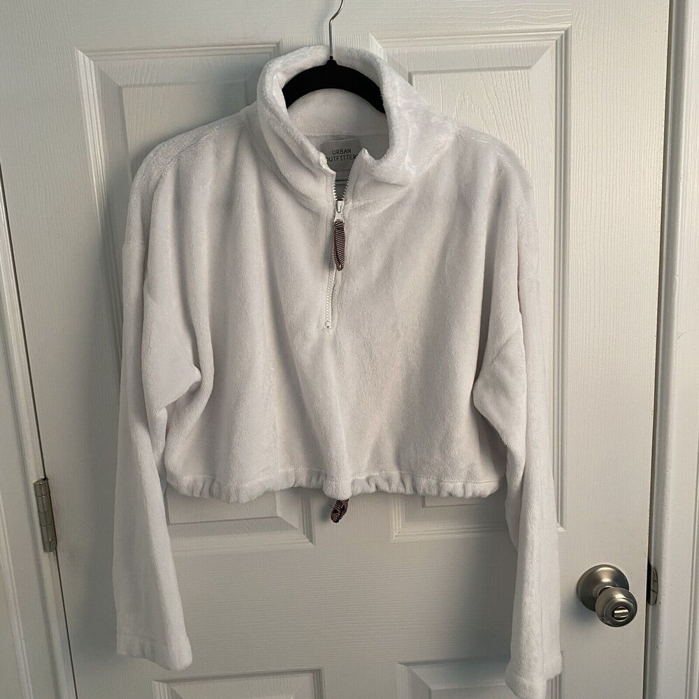 Urban Outfitters Jacket Cropped Teddy Women's Small Fleece Pile Crop Full Zip